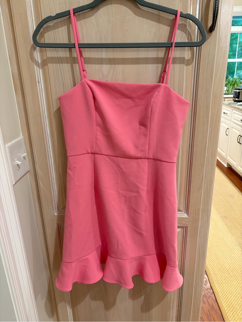 French Connection Coral Pink Sleeveless Dress with Ruffle Hem